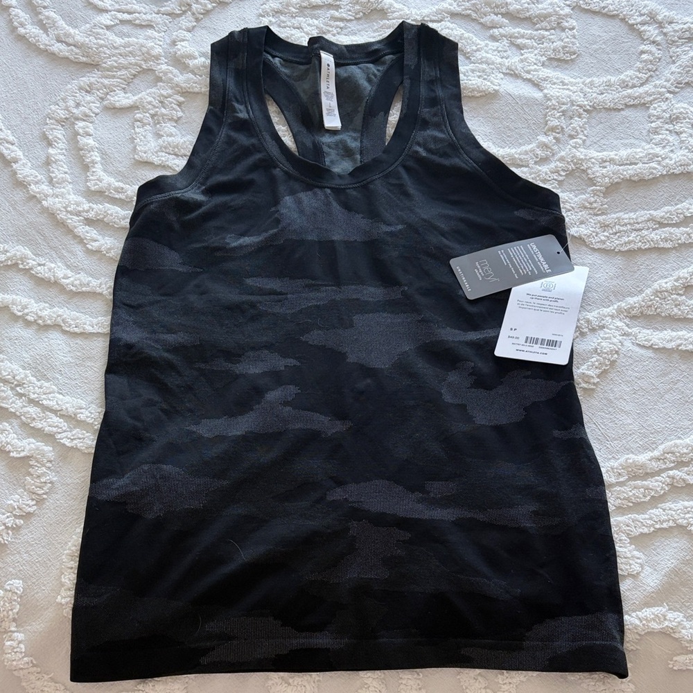 Athleta Black Camo Seamless Racerback Tank Top size SP CH